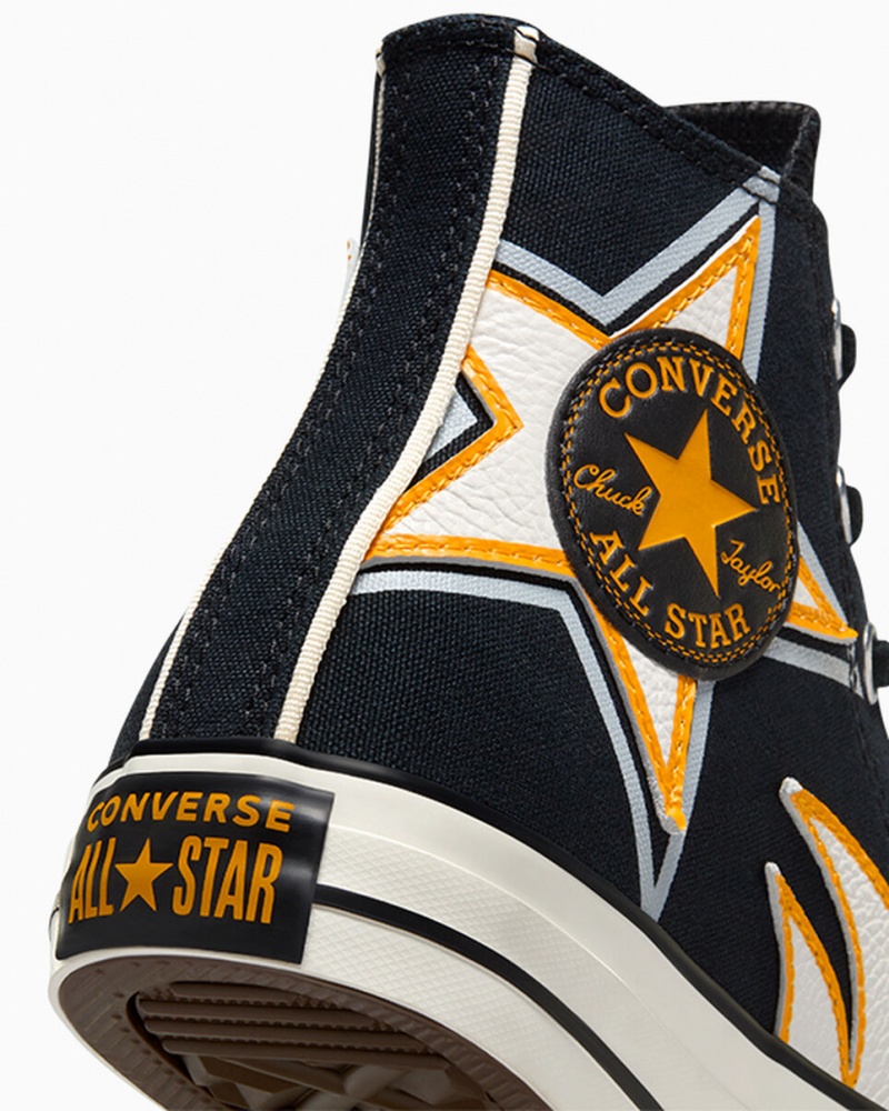 Converse Chuck Taylor All Star Moto Svarta Vita Gula | 925IJPVBQ