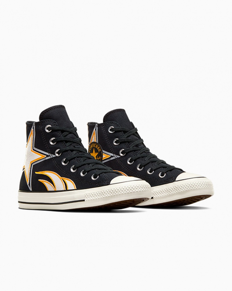 Converse Chuck Taylor All Star Moto Svarta Vita Gula | 987FCOGIE