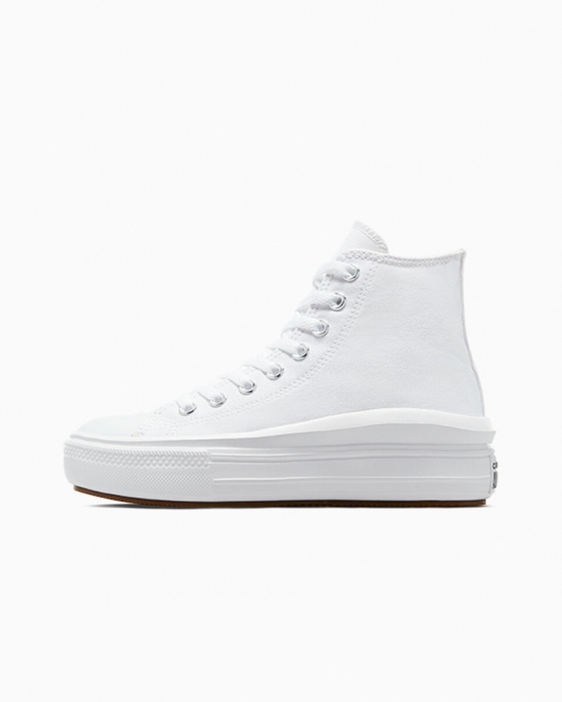 Converse Chuck Taylor All Star Move Platform Vita Svarta | 694DGWSOX