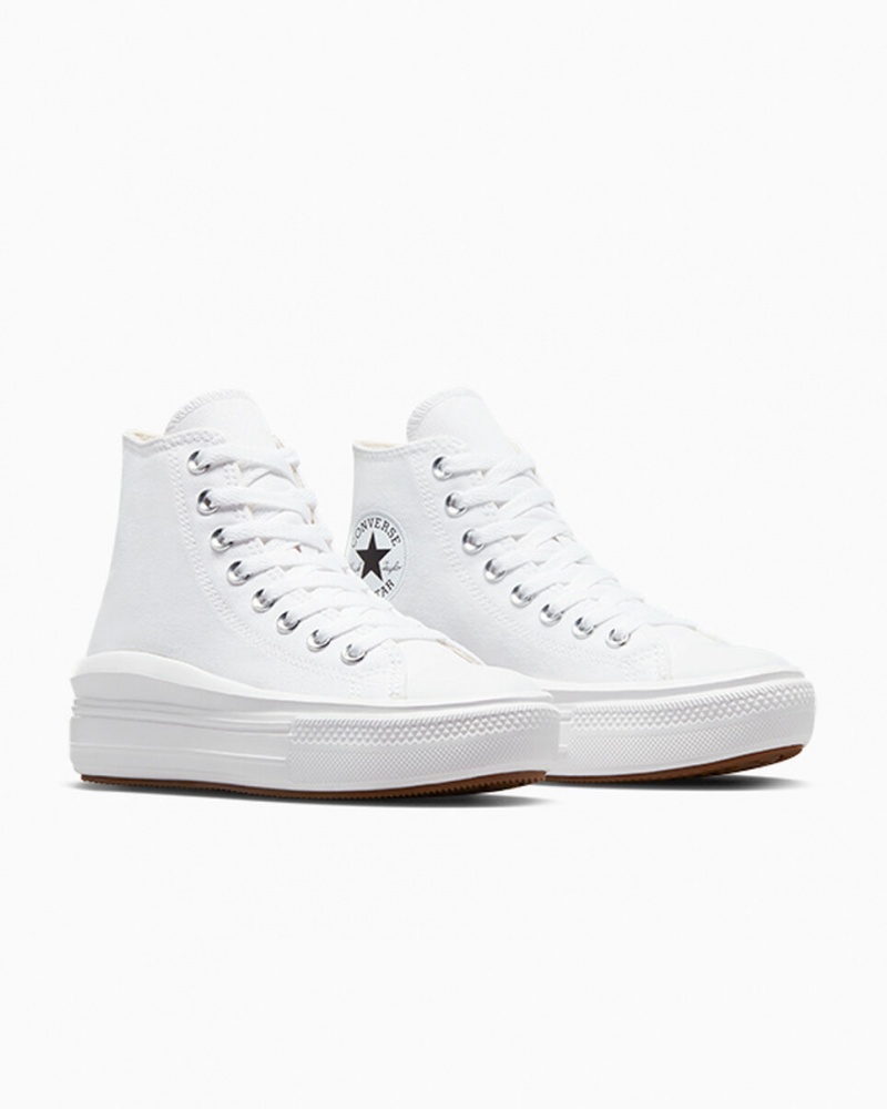 Converse Chuck Taylor All Star Move Platform Vita Svarta | 694DGWSOX