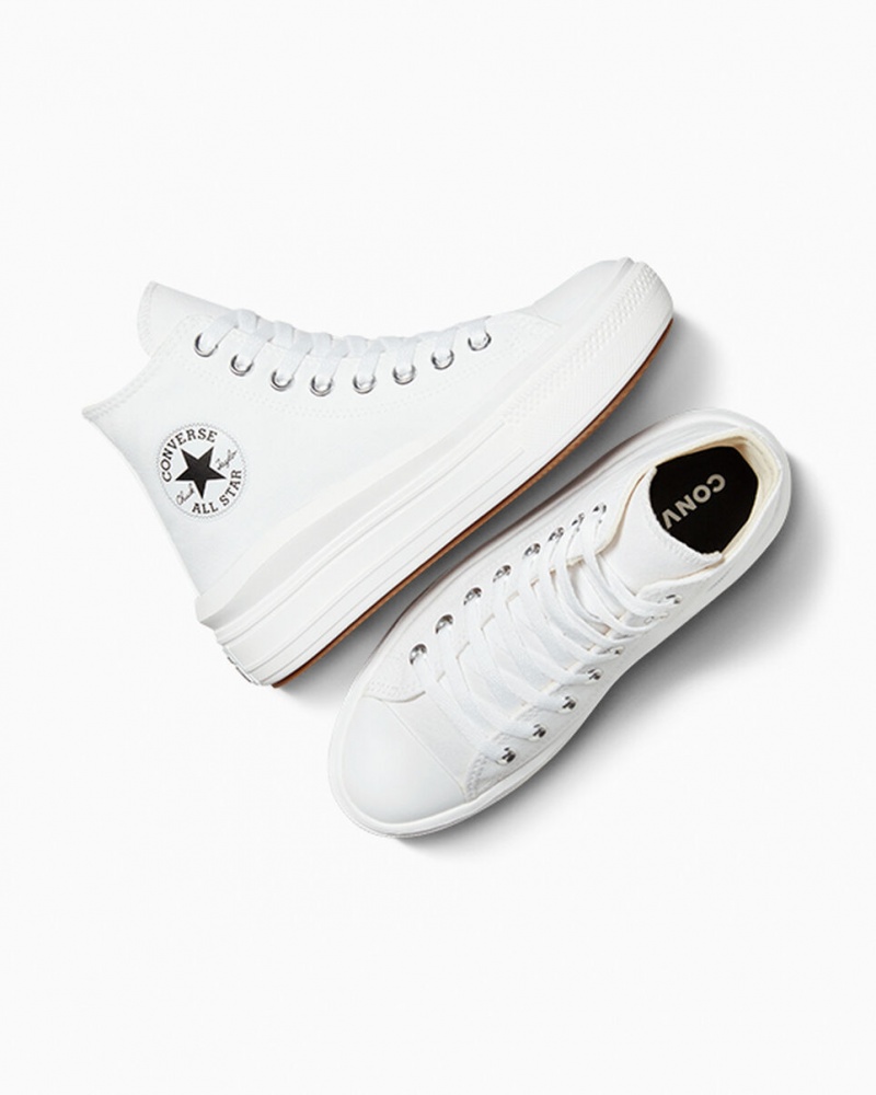 Converse Chuck Taylor All Star Move Platform Vita Svarta | 694DGWSOX