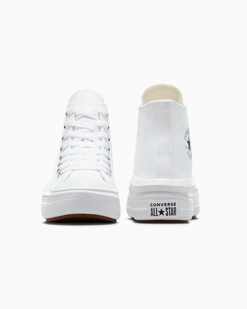 Converse Chuck Taylor All Star Move Platform Vita Svarta | 694DGWSOX