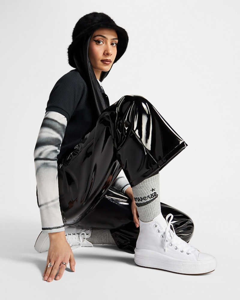 Converse Chuck Taylor All Star Move Platform Vita Svarta | 694DGWSOX
