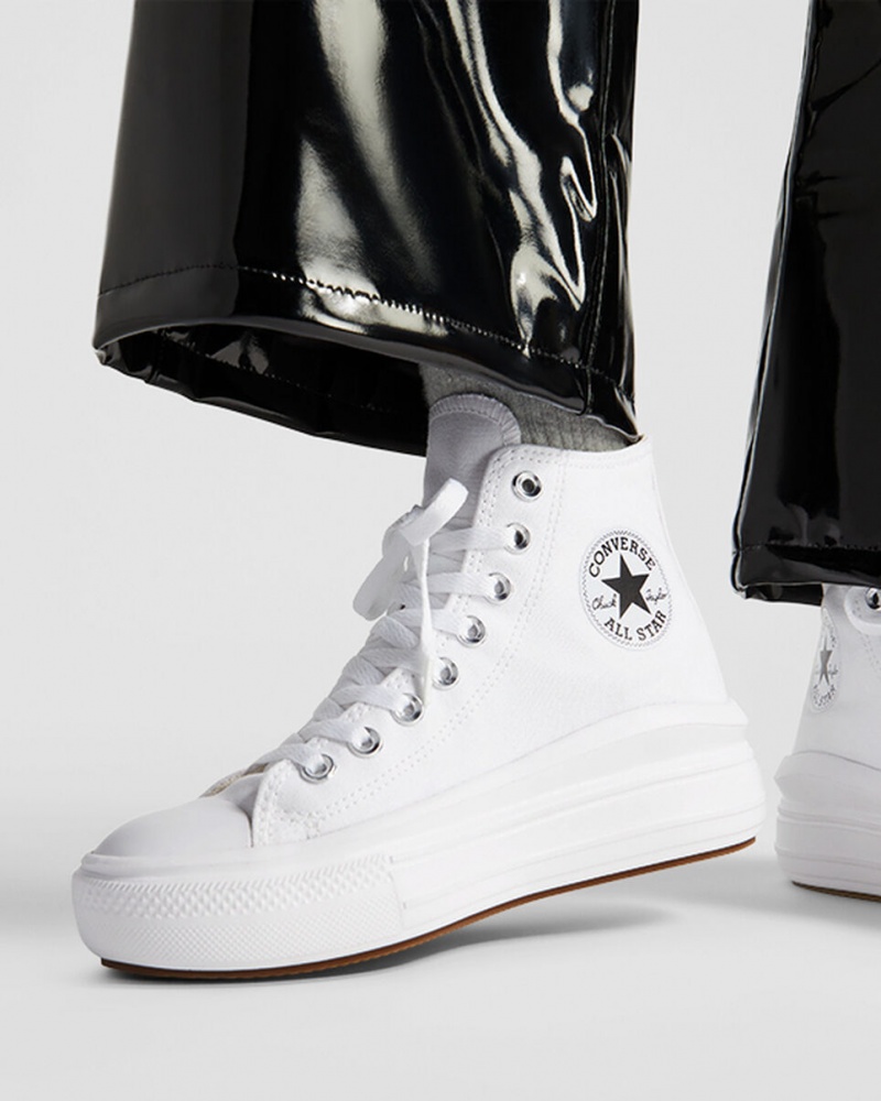 Converse Chuck Taylor All Star Move Platform Vita Svarta | 694DGWSOX