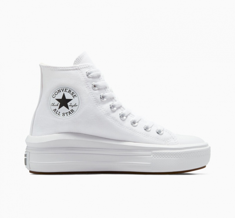 Converse Chuck Taylor All Star Move Platform Vita Svarta | 694DGWSOX