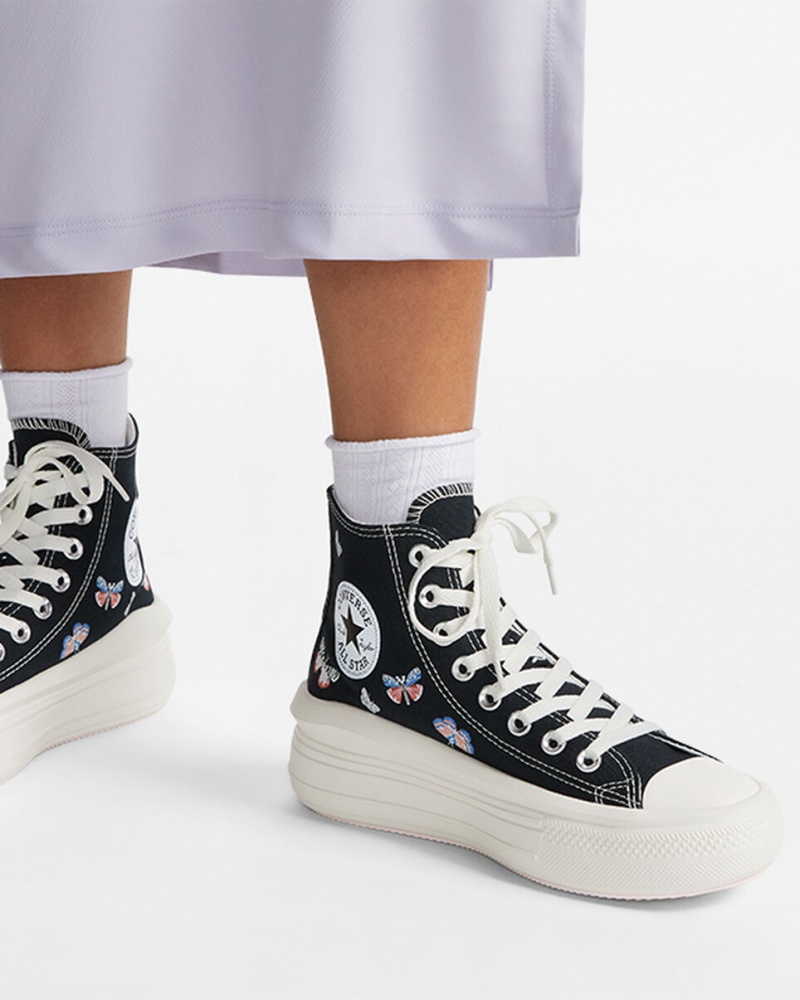 Converse Chuck Taylor All Star Move Platform Butterfly Wings Svarta Rosa | 719BWGONC