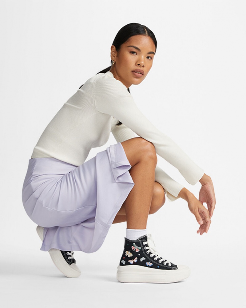 Converse Chuck Taylor All Star Move Platform Butterfly Wings Svarta Rosa | 719BWGONC