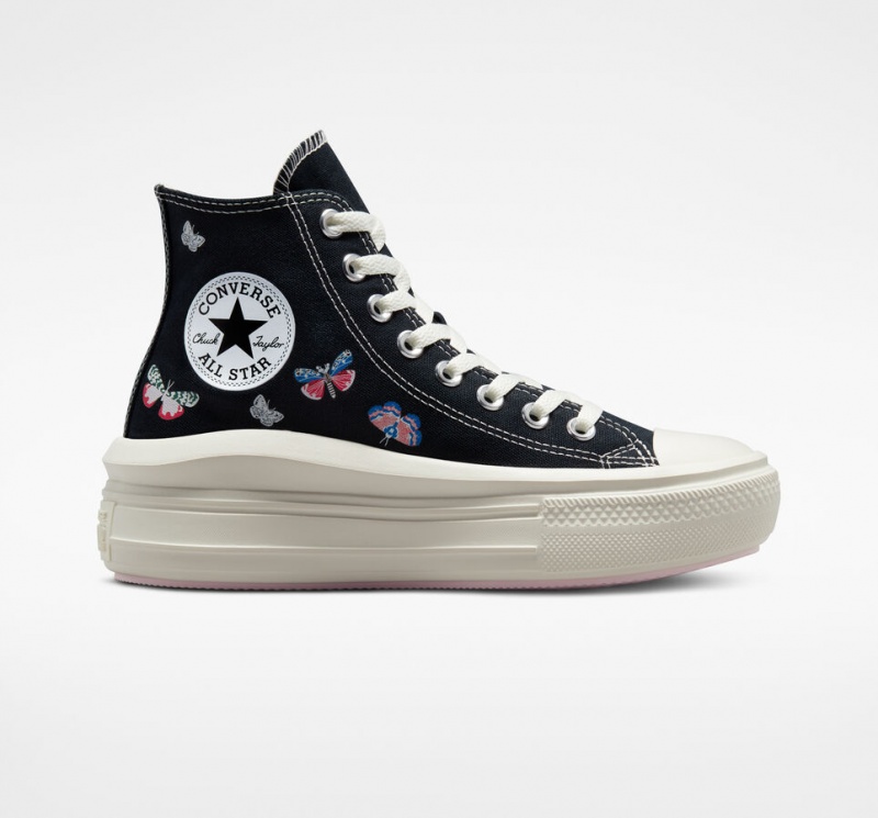 Converse Chuck Taylor All Star Move Platform Butterfly Wings Svarta Rosa | 719BWGONC