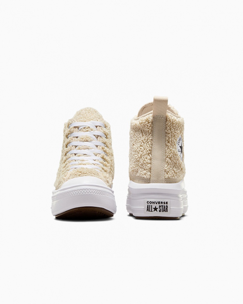 Converse Chuck Taylor All Star Move Platform Sherpa Vita Svarta | 541KNVQGB