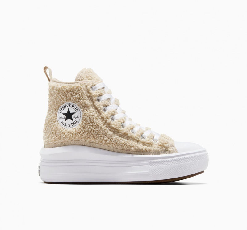 Converse Chuck Taylor All Star Move Platform Sherpa Vita Svarta | 541KNVQGB