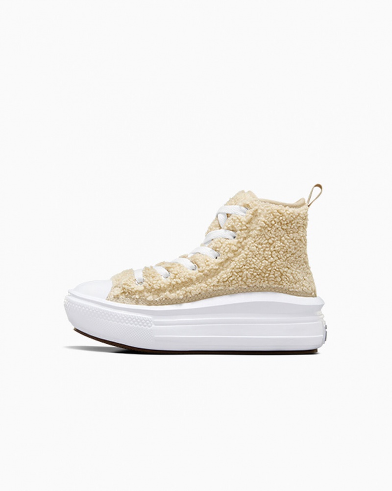 Converse Chuck Taylor All Star Move Platform Sherpa Vita Svarta | 786UXANJK