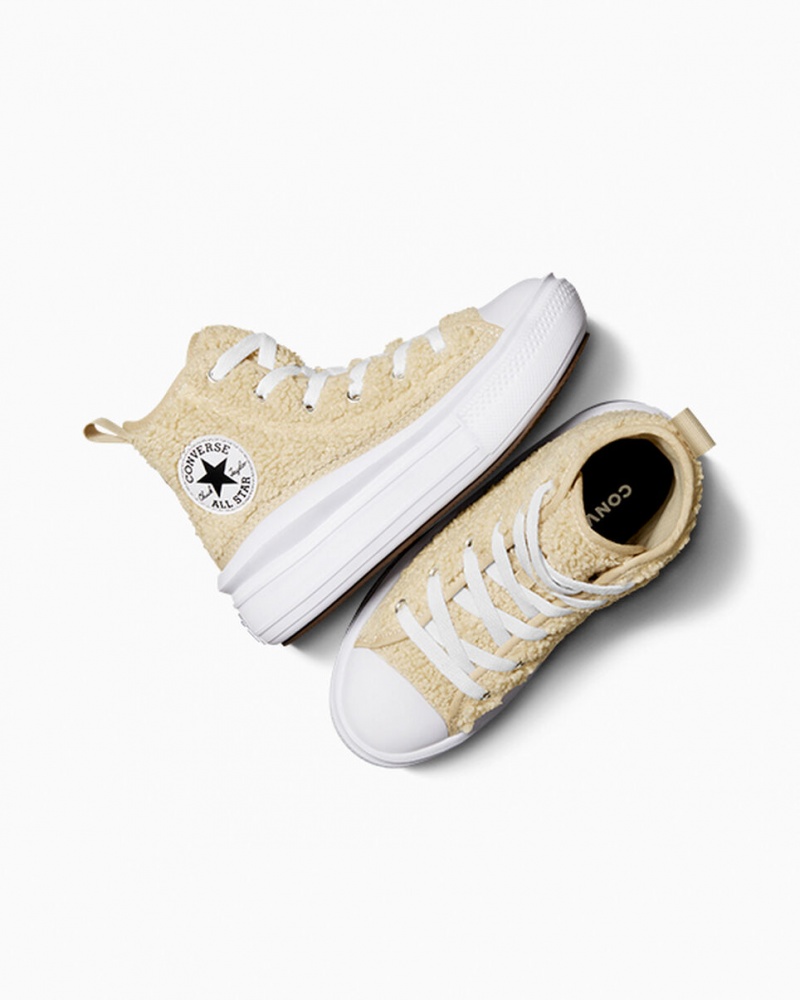 Converse Chuck Taylor All Star Move Platform Sherpa Vita Svarta | 786UXANJK