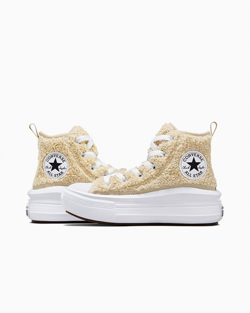 Converse Chuck Taylor All Star Move Platform Sherpa Vita Svarta | 786UXANJK