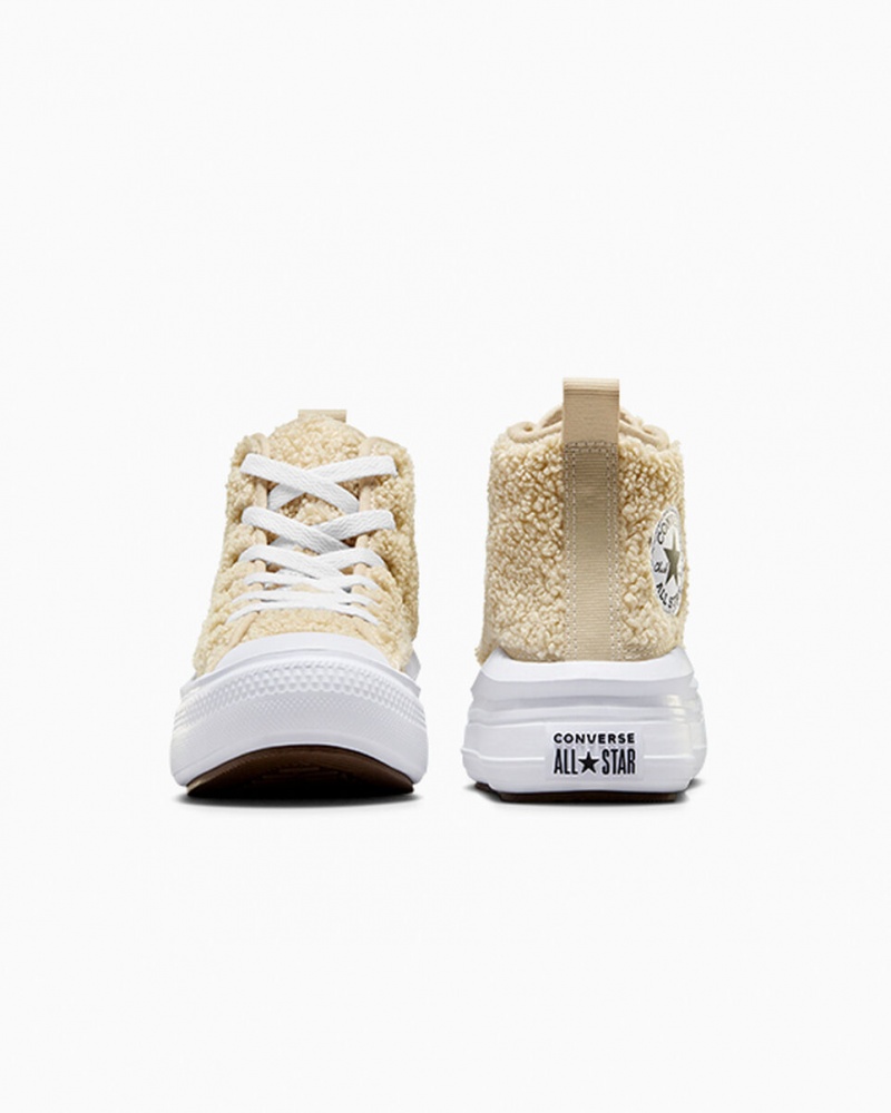 Converse Chuck Taylor All Star Move Platform Sherpa Vita Svarta | 786UXANJK