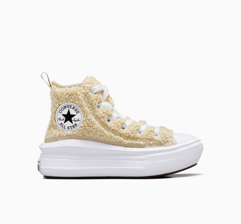 Converse Chuck Taylor All Star Move Platform Sherpa Vita Svarta | 786UXANJK