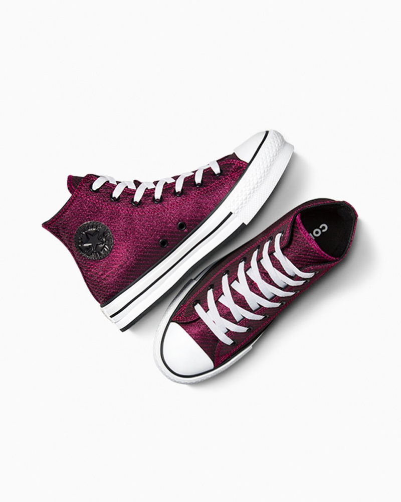 Converse Chuck Taylor All Star Platform Lift Sparkle Rosa Vita Svarta | 976DUHATQ