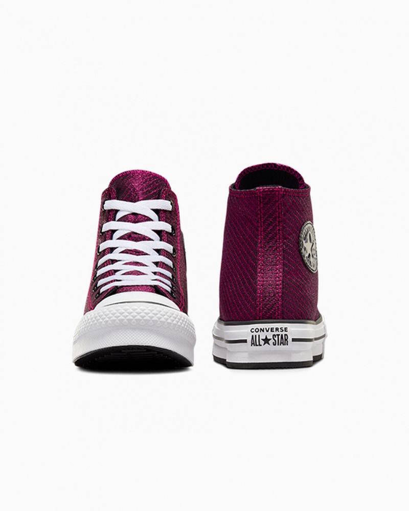 Converse Chuck Taylor All Star Platform Lift Sparkle Rosa Vita Svarta | 976DUHATQ