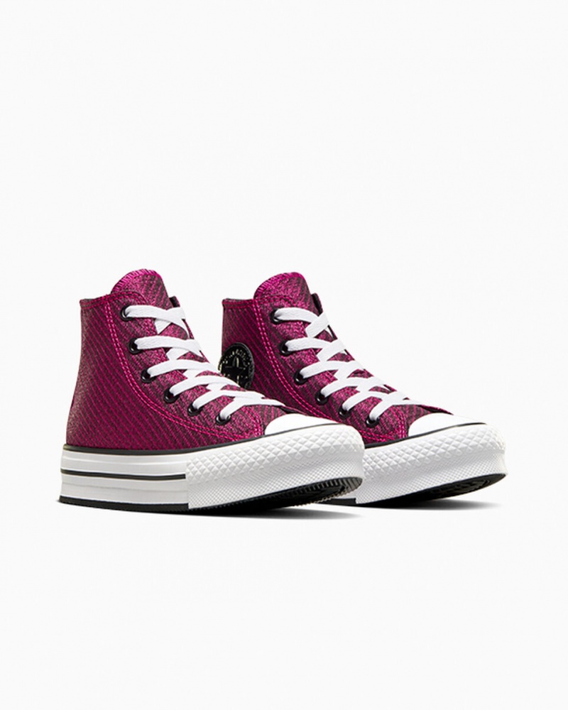 Converse Chuck Taylor All Star Platform Lift Sparkle Rosa Vita Svarta | 250VGNJTU