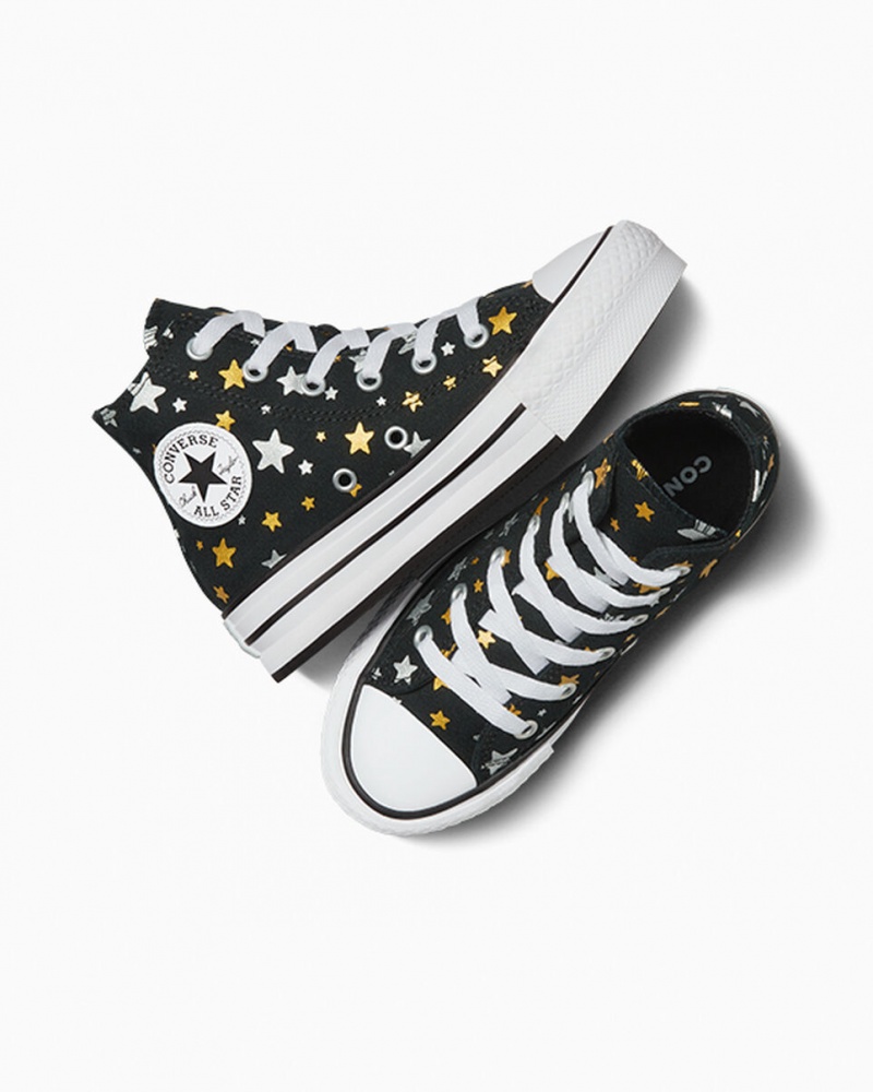 Converse Chuck Taylor All Star Platform Lift Sparkle Svarta Silver Guld | 612YWJLCQ