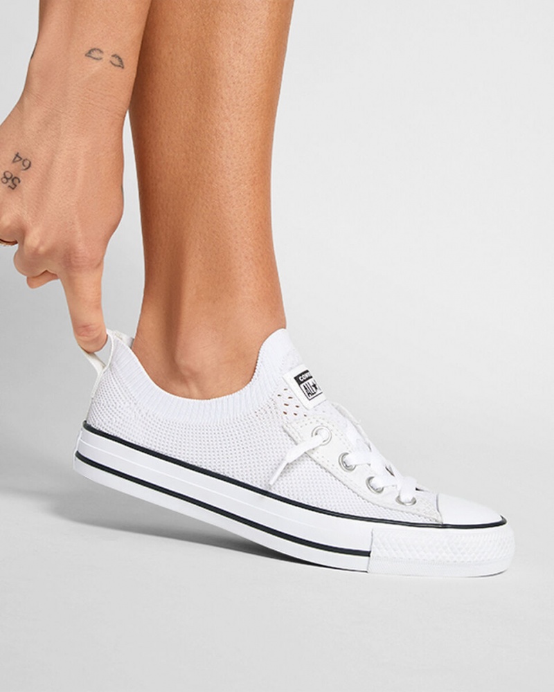Converse Chuck Taylor All Star Shoreline Knit Slip Vita Svarta Vita | 827QJNIPW