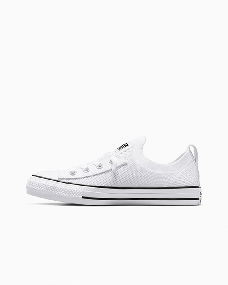 Converse Chuck Taylor All Star Shoreline Knit Slip Vita Svarta Vita | 827QJNIPW