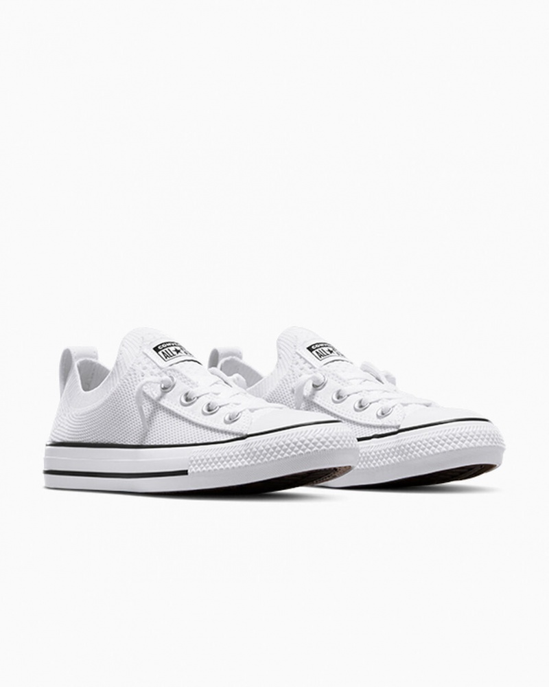 Converse Chuck Taylor All Star Shoreline Knit Slip Vita Svarta Vita | 827QJNIPW