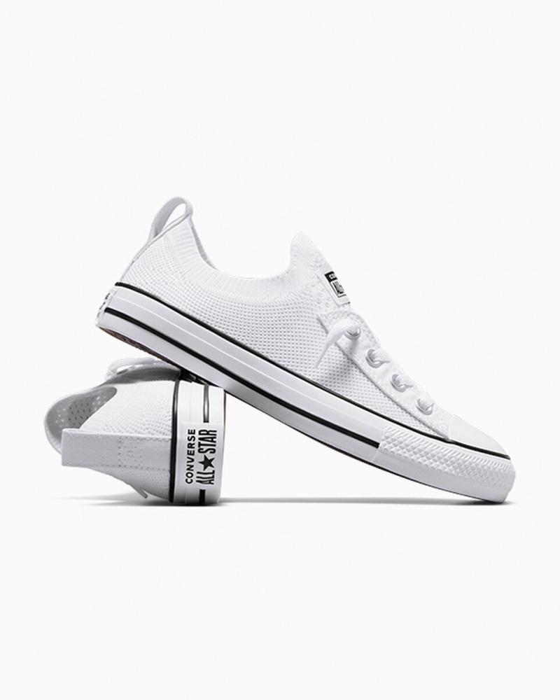 Converse Chuck Taylor All Star Shoreline Knit Slip Vita Svarta Vita | 827QJNIPW