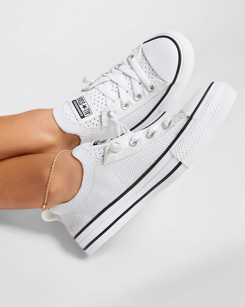 Converse Chuck Taylor All Star Shoreline Knit Slip Vita Svarta Vita | 827QJNIPW