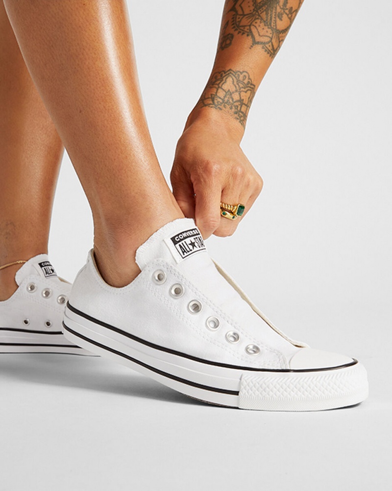 Converse Chuck Taylor All Star Slip Vita Svarta Vita | 543WMHPUR