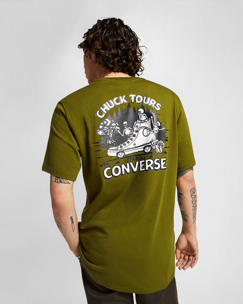 Converse Chuck Tours Tryck T-Shirt Gröna | 540VBFWHA