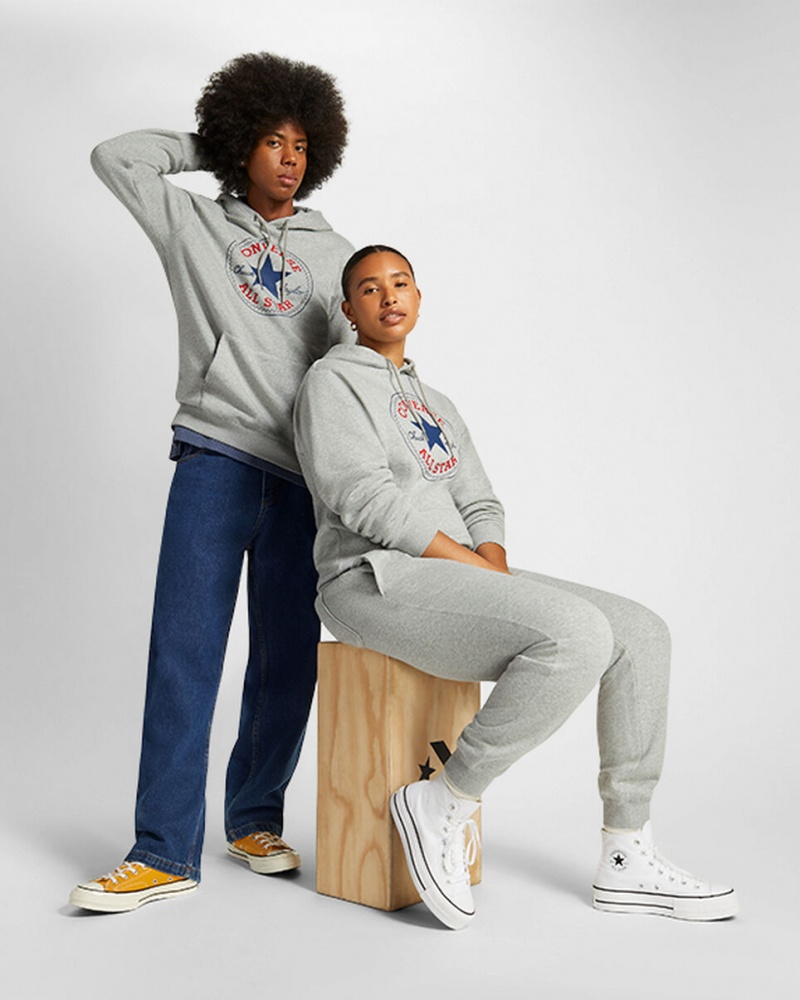Converse Converse Go-To All Star Patch Standard-Fit Fleece Pullover Hoodie Grå | 254XGINRU