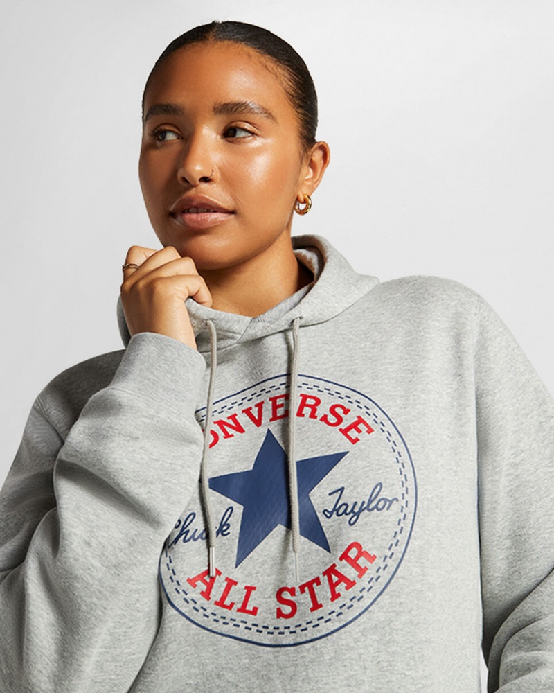 Converse Converse Go-To All Star Patch Standard-Fit Fleece Pullover Hoodie Grå | 254XGINRU