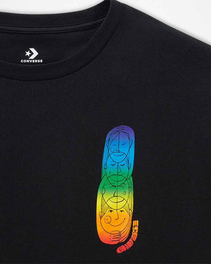 Converse Converse Go-To All Star Pride Deconstructed Tryck T-Shirt Svarta | 863LJDIFG