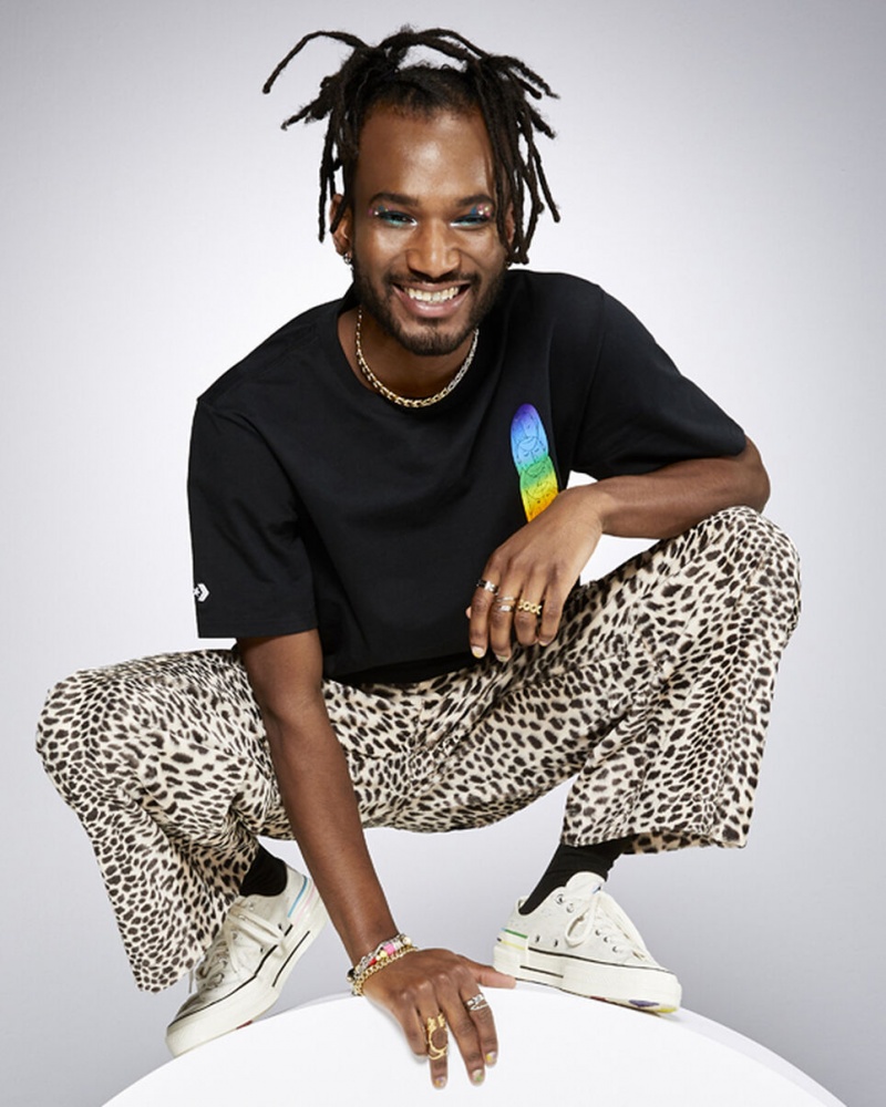 Converse Converse Go-To All Star Pride Deconstructed Tryck T-Shirt Svarta | 863LJDIFG
