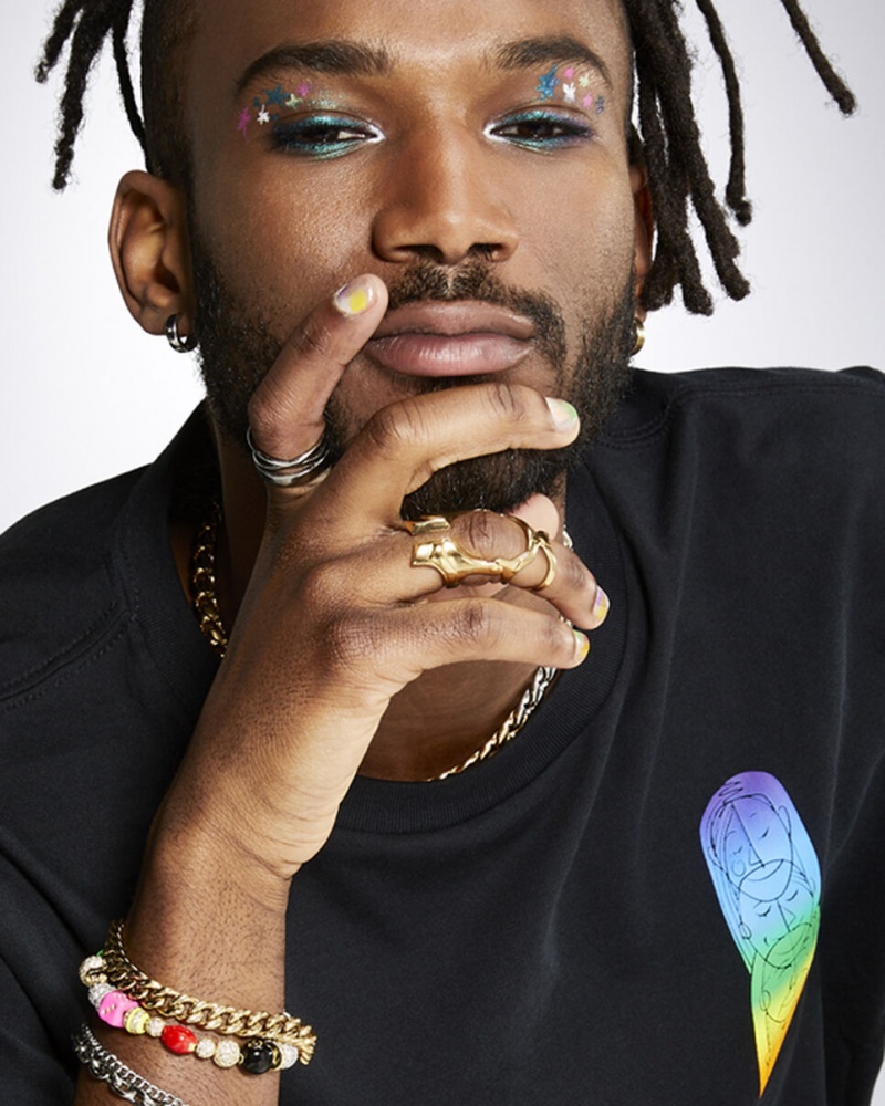 Converse Converse Go-To All Star Pride Deconstructed Tryck T-Shirt Svarta | 863LJDIFG