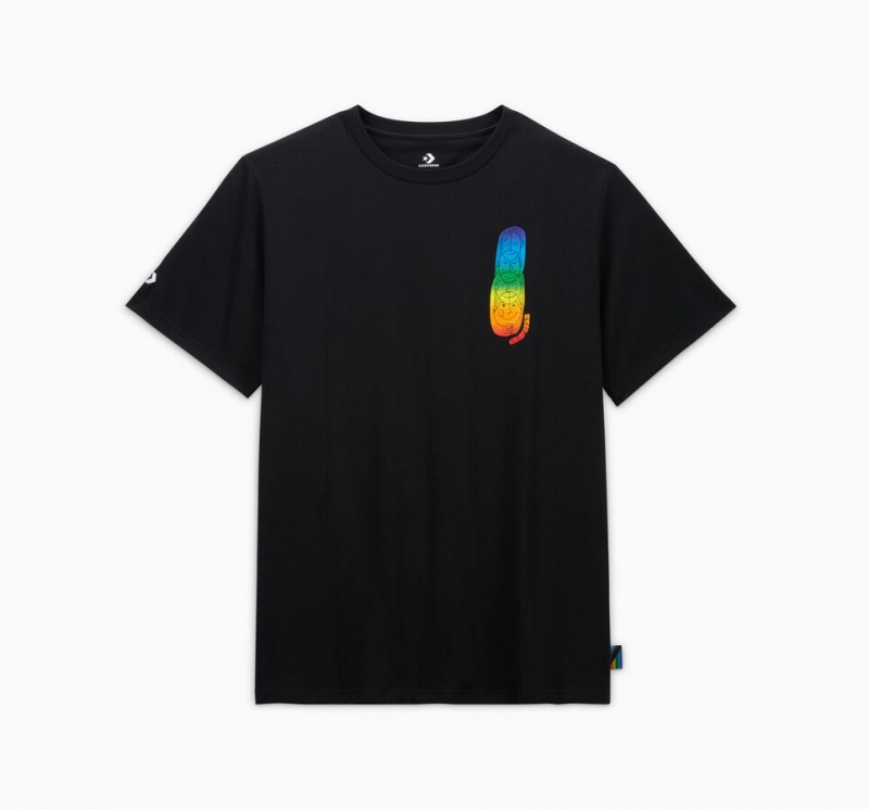 Converse Converse Go-To All Star Pride Deconstructed Tryck T-Shirt Svarta | 863LJDIFG