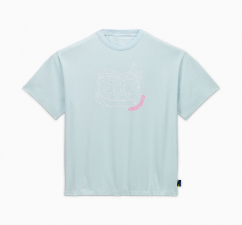 Converse Converse Go-To All Star Pride Together T-Shirt Aqua Mist | 873GRFXSE