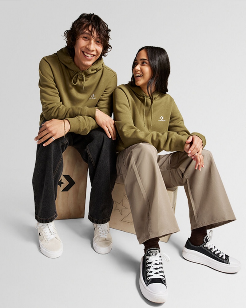 Converse Converse Go-To Embroidered Star Chevron Standard-Fit Fleece Hoodie Cosmic Turtle | 925WETOUC
