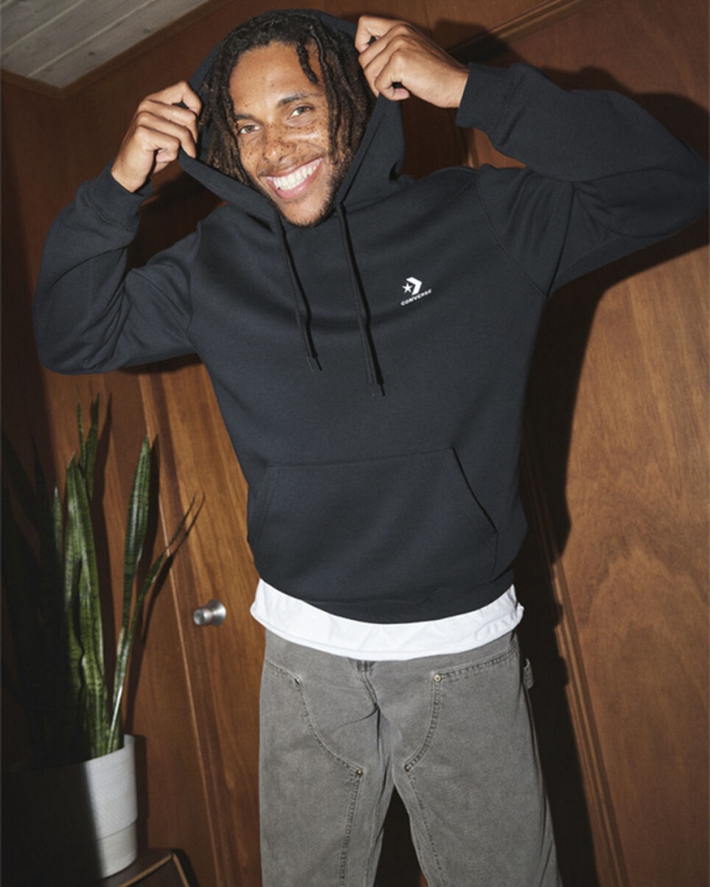 Converse Converse Go-To Embroidered Star Chevron Standard-Fit Fleece Hoodie Cosmic Turtle | 925WETOUC