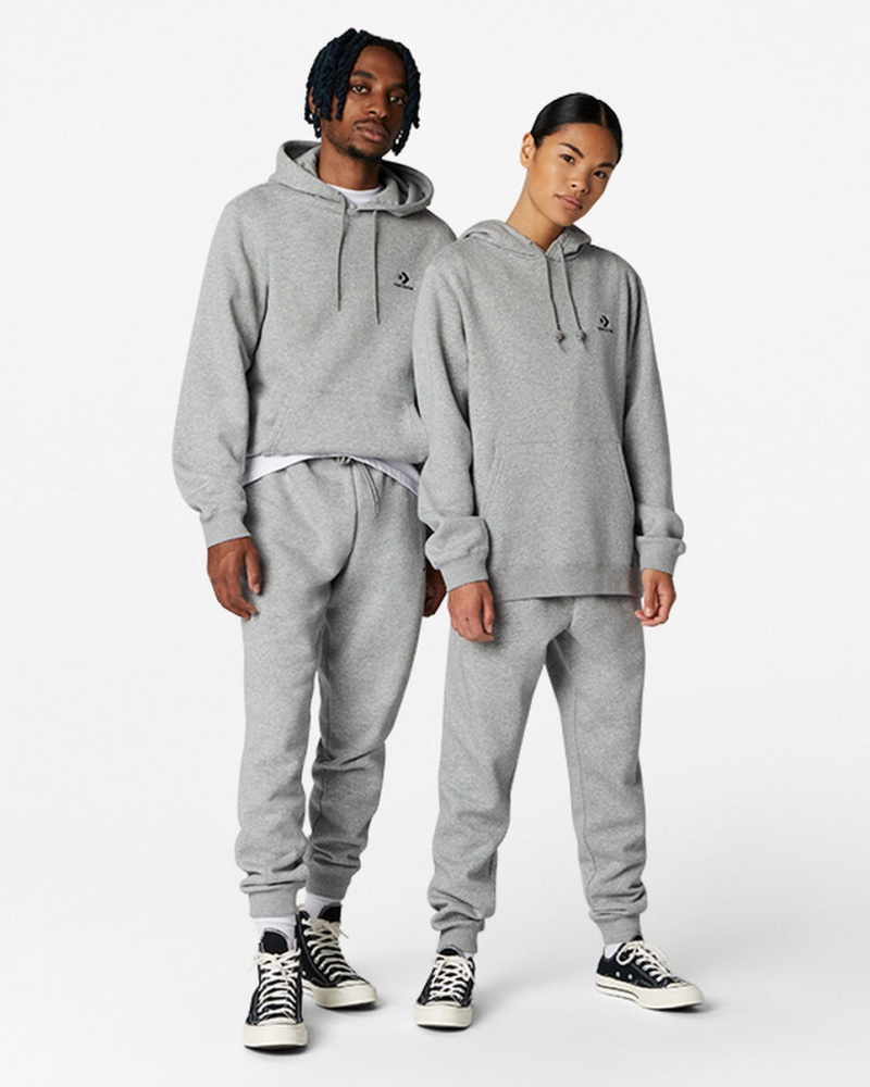 Converse Converse Go-To Embroidered Star Chevron Standard-Fit Fleece Hoodie Grå | 701NOUAQY