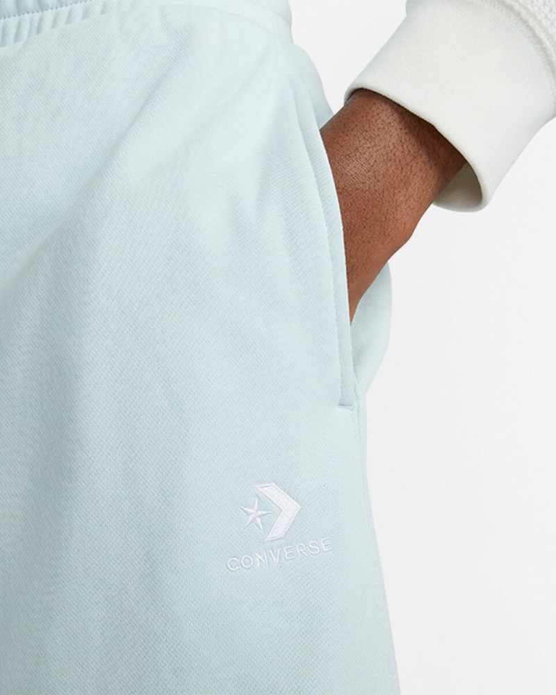 Converse Converse Go-To Embroidered Star Chevron Standard-Fit Fleece Korta Aqua Mist | 107HZNFUL