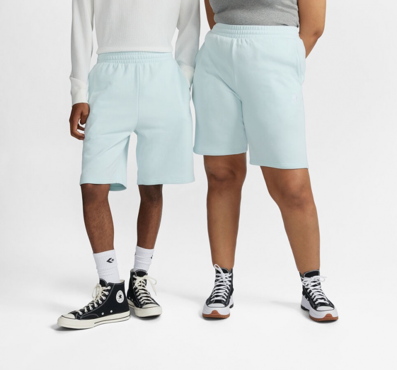 Converse Converse Go-To Embroidered Star Chevron Standard-Fit Fleece Korta Aqua Mist | 107HZNFUL