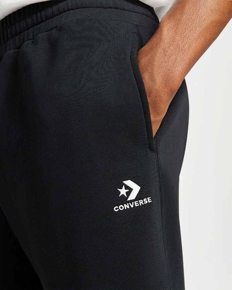 Converse Converse Go-To Embroidered Star Chevron Standard-Fit Fleece Korta Svarta | 972JQOBPI