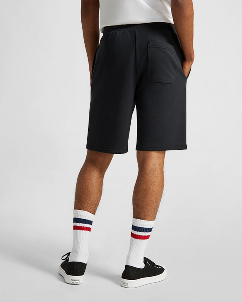 Converse Converse Go-To Embroidered Star Chevron Standard-Fit Fleece Korta Svarta | 972JQOBPI