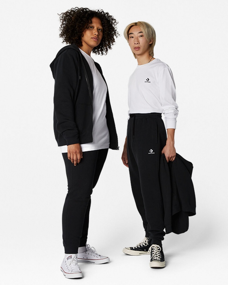 Converse Converse Go-To Embroidered Star Chevron Standard-Fit Fleece Sweatpant Svarta | 167GUKEHQ