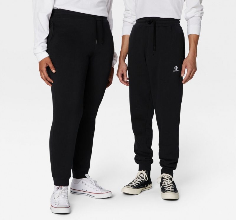 Converse Converse Go-To Embroidered Star Chevron Standard-Fit Fleece Sweatpant Svarta | 167GUKEHQ