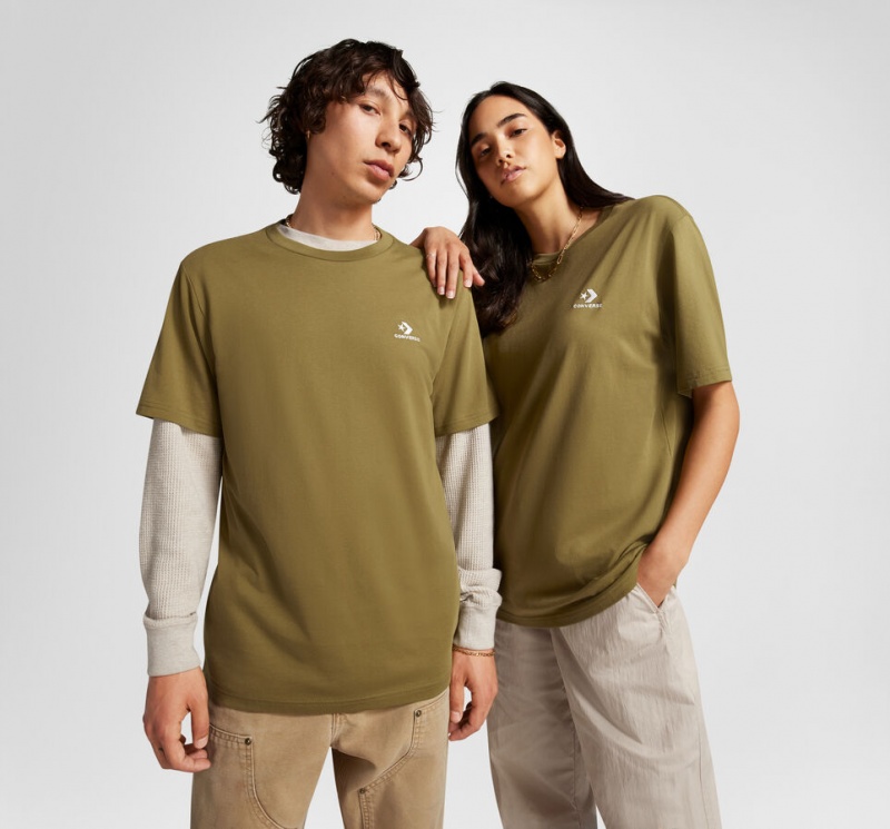 Converse Converse Go-To Embroidered Star Chevron Standard-Fit T-Shirt Cosmic Turtle | 419CSLWTI