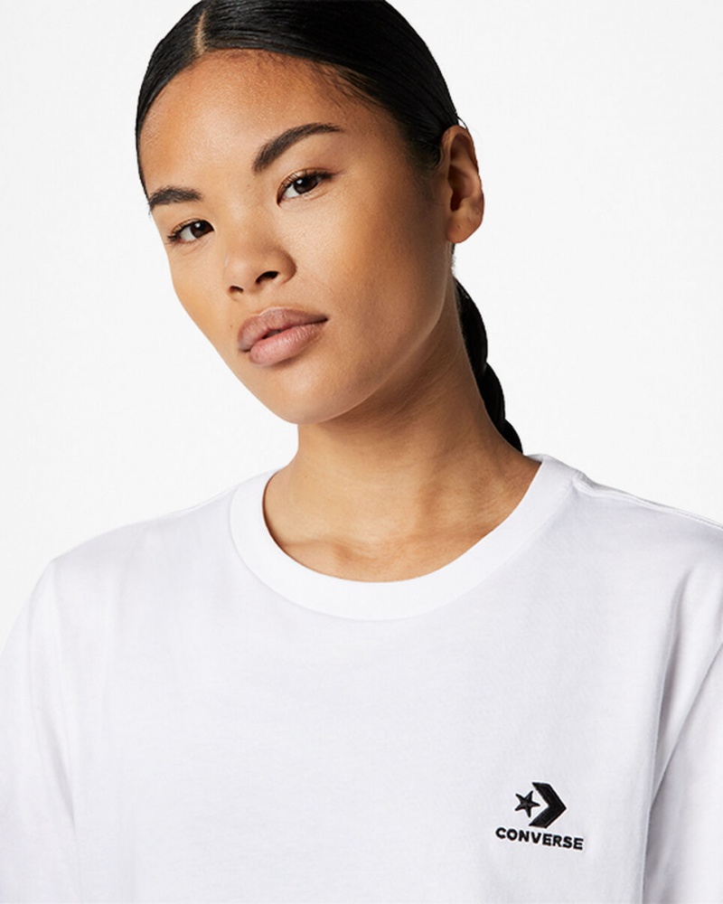 Converse Converse Go-To Embroidered Star Chevron Standard-Fit T-Shirt Vita | 415EDPOJF