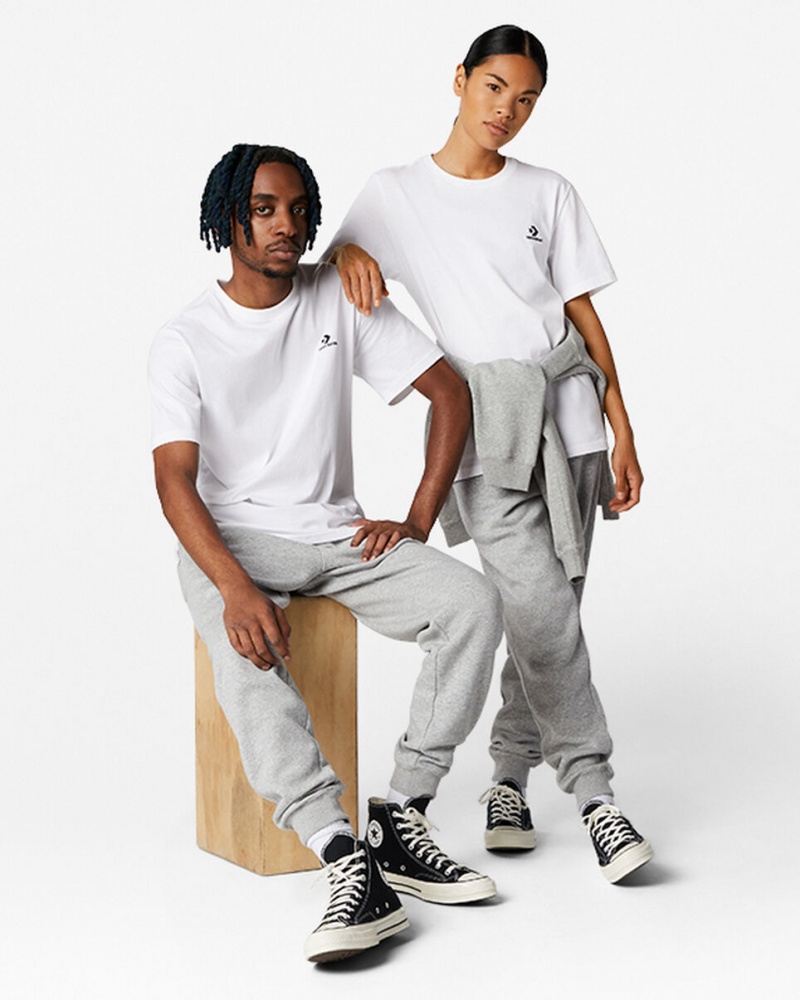 Converse Converse Go-To Embroidered Star Chevron Standard-Fit T-Shirt Vita | 415EDPOJF