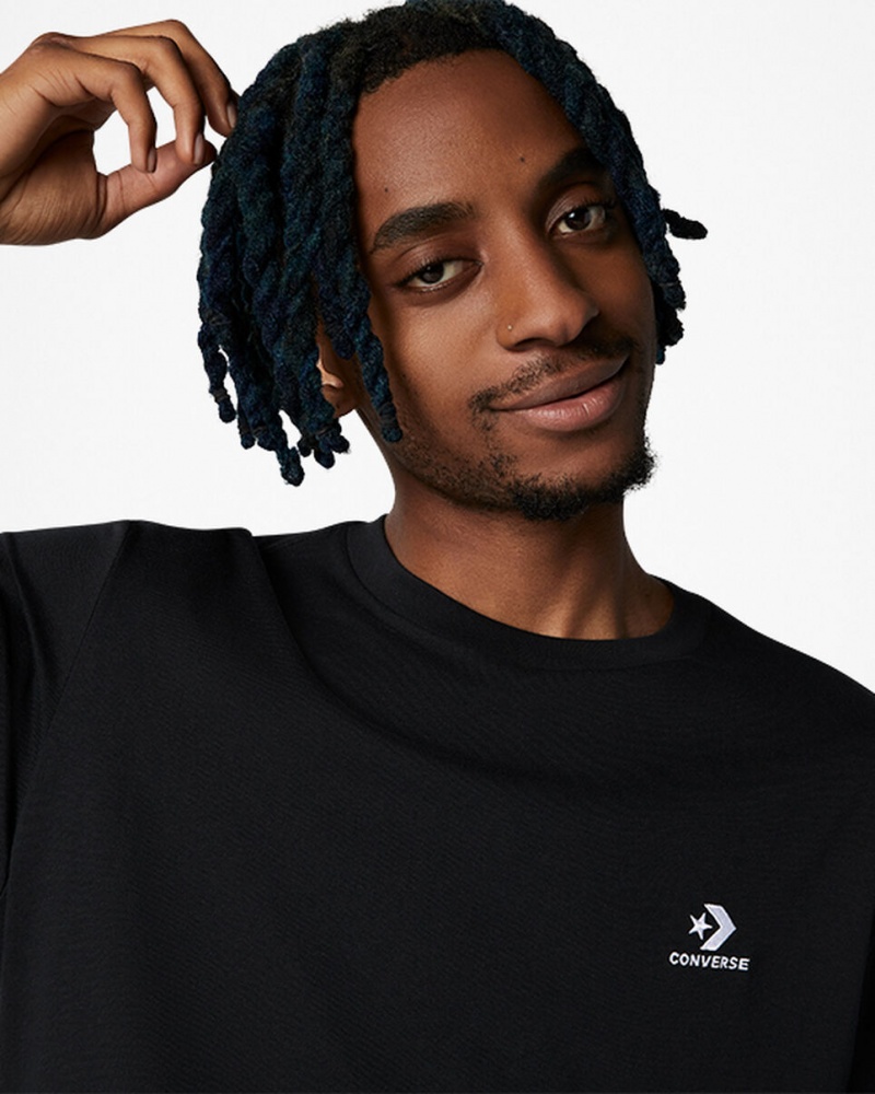 Converse Converse Go-To Embroidered Star Chevron Standard-Fit T-Shirt Svarta | 084FGAXRY